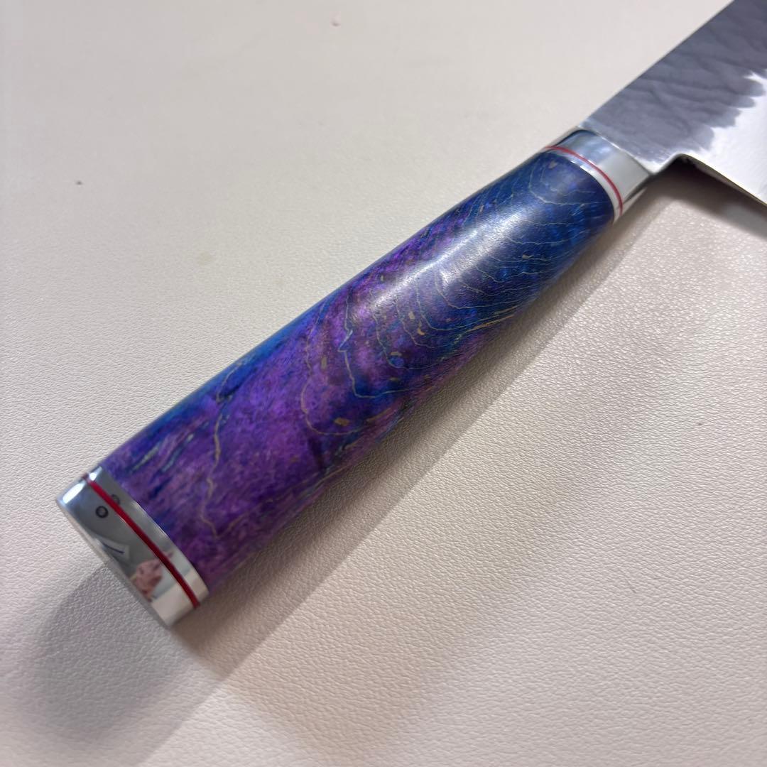 240mm黒打ちダマスカス　(切付型)牛刀シェフナイフ 牛刀【新品】。