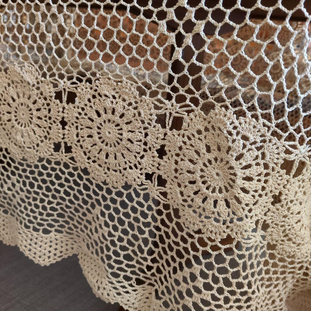 アイボリーベッドカバー　レース編み　セルコン　200×300　1枚