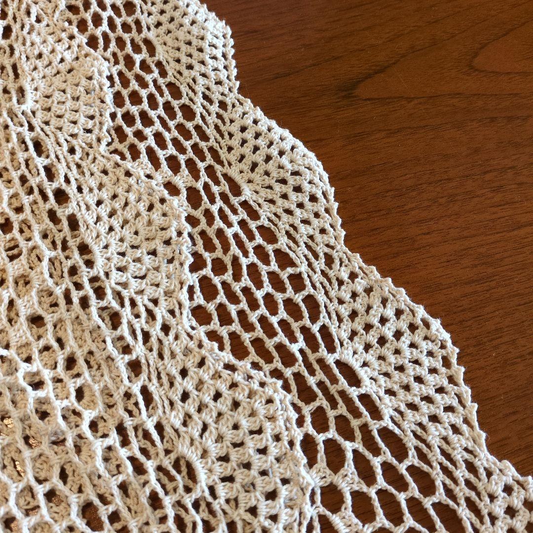 アイボリーベッドカバー　レース編み　セルコン　200×300　1枚