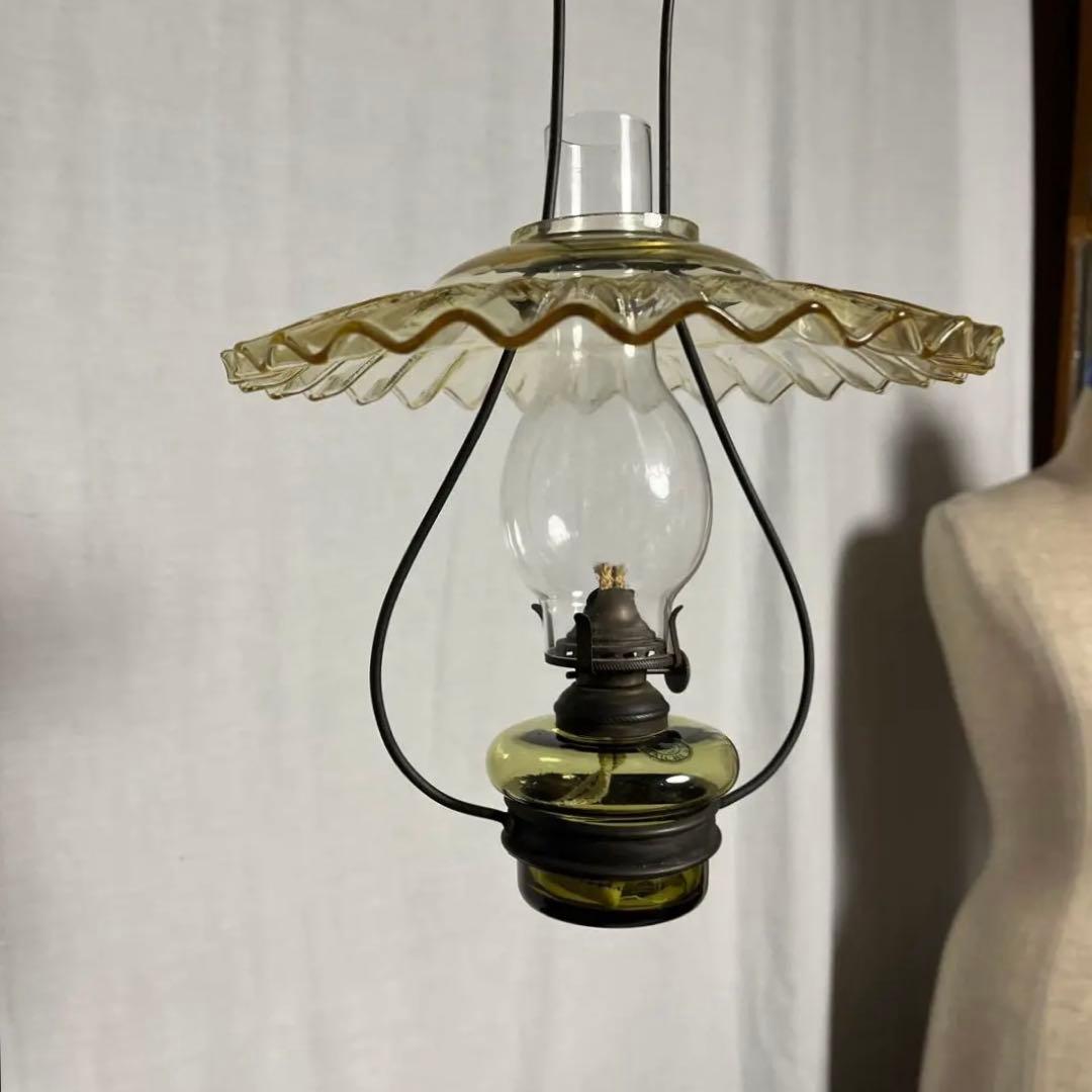 古雑貨◾️北一硝子 縁波ガラスシェード オイルランプ ランタン ライト 照明