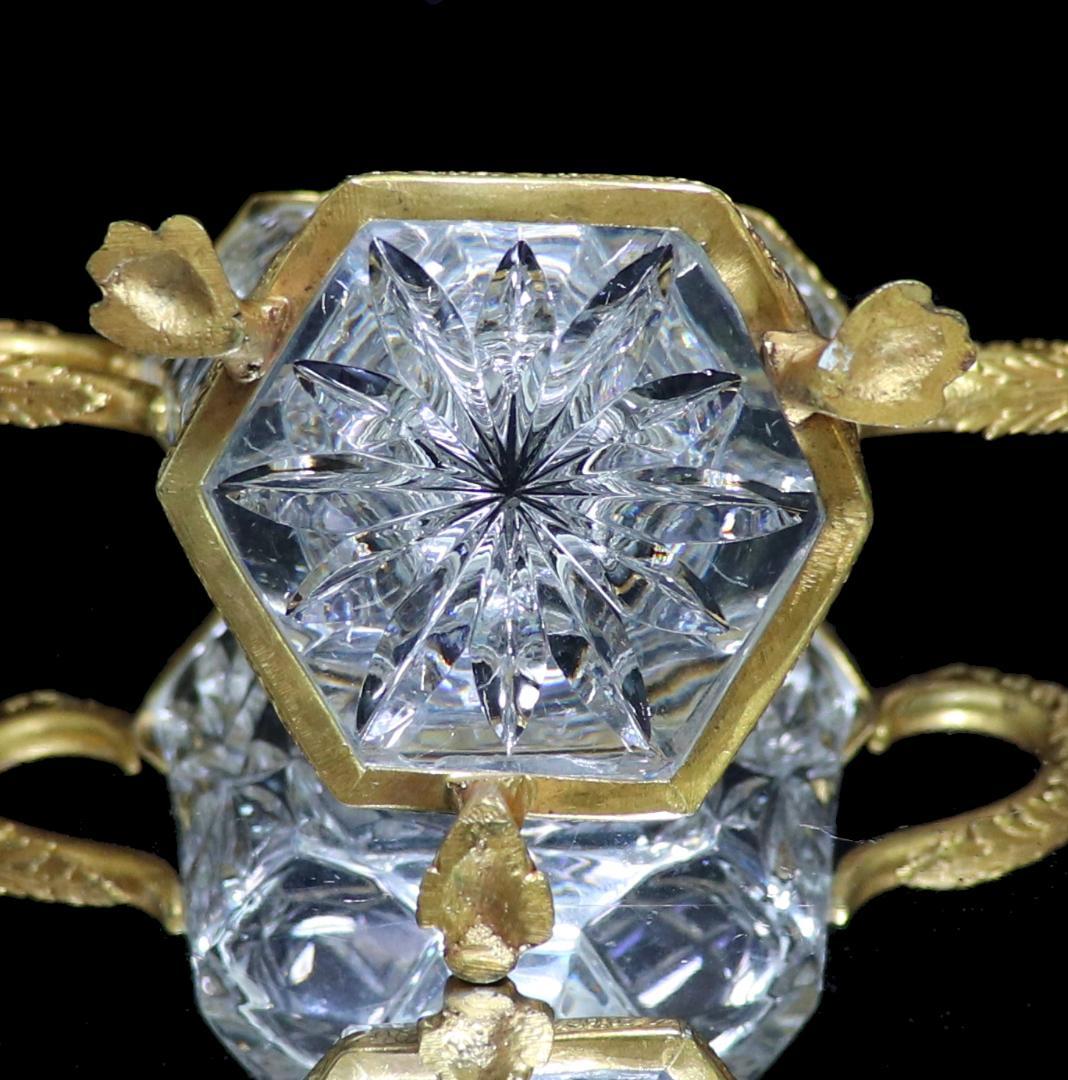 オールド・バカラ 1880年頃 ブロンズ装飾耳付獅子脚花瓶 小物入れディアマン