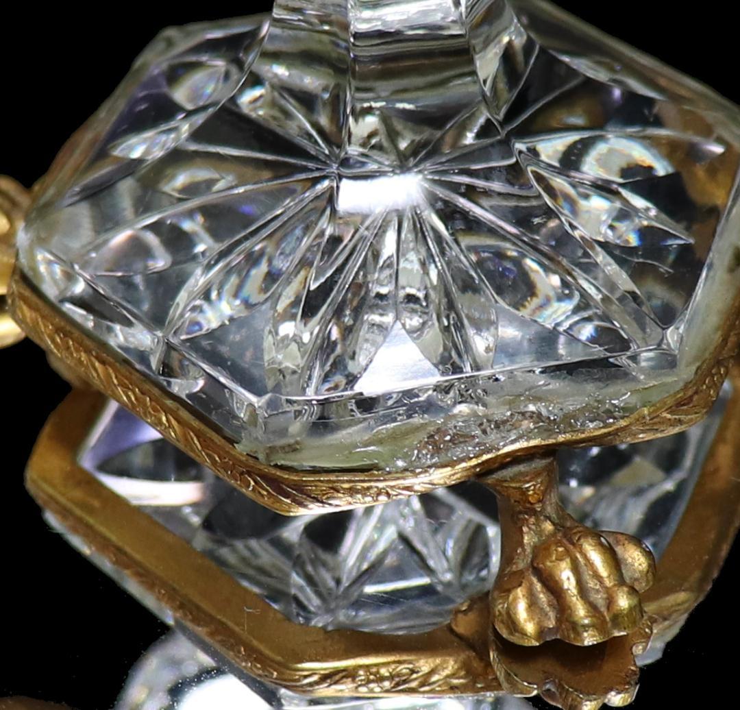 オールド・バカラ 1880年頃 ブロンズ装飾耳付獅子脚花瓶 小物入れディアマン