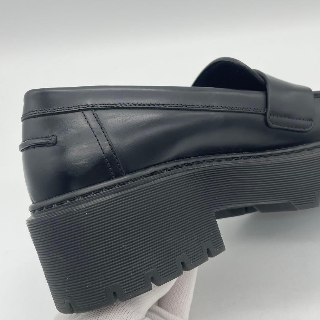 HERMES エルメス　ローファー　モカシン　ブラック　クロ　レザー