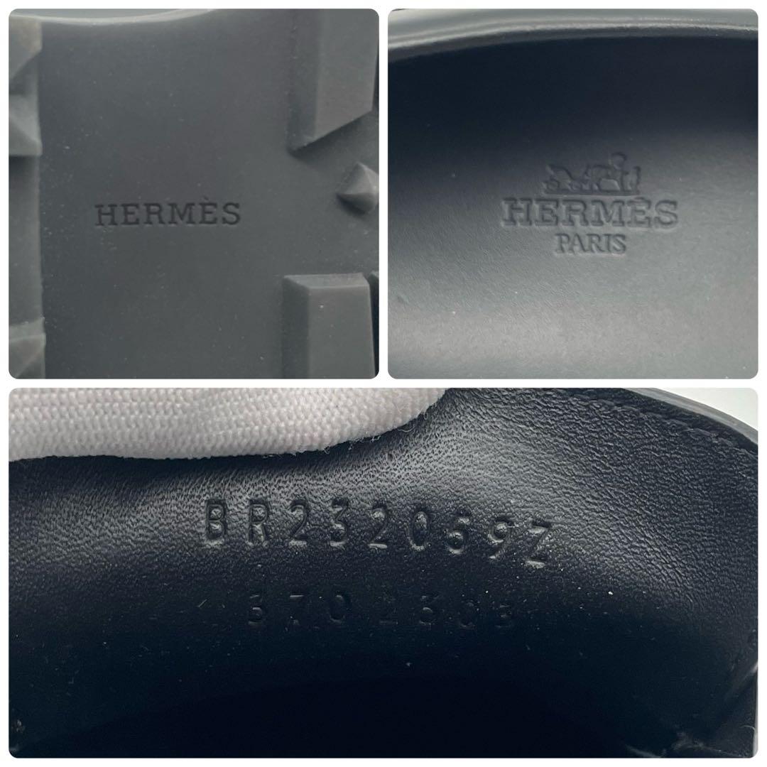 HERMES エルメス　ローファー　モカシン　ブラック　クロ　レザー