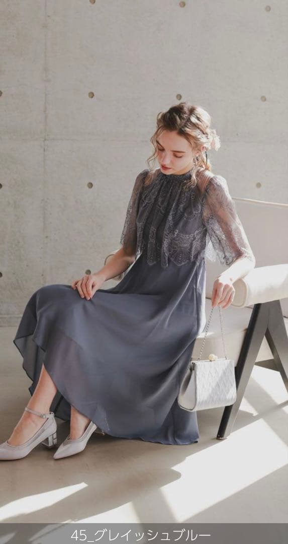 DorryDoll プチハイネックフレアレーススリーブフィッシュテールワンピース