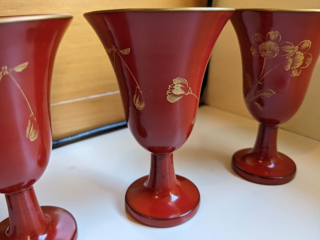 漆　桜の彫の酒器　コブレット　酒器　向付