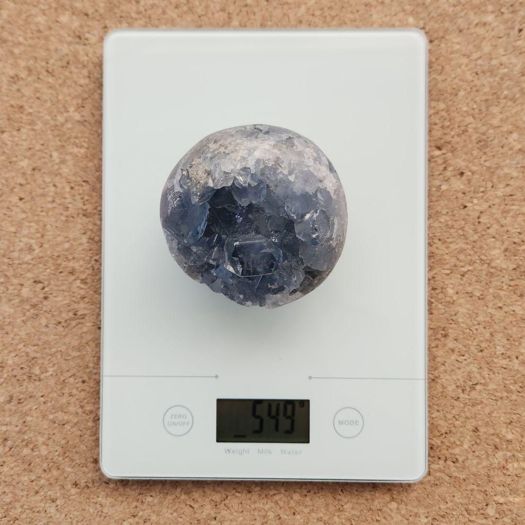 天然石 高品質 セレスタイト 卵 たまご 型 原石 549g