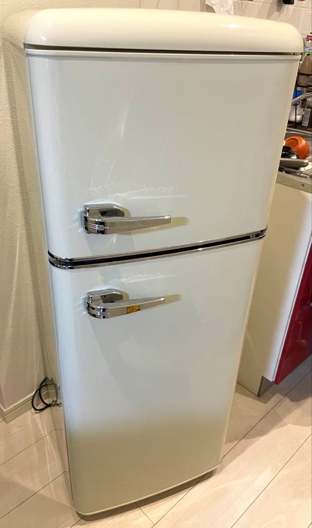 【超美品】アイリスプラザ 114Lレトロ冷凍冷蔵庫 PRR-122D クリーム色