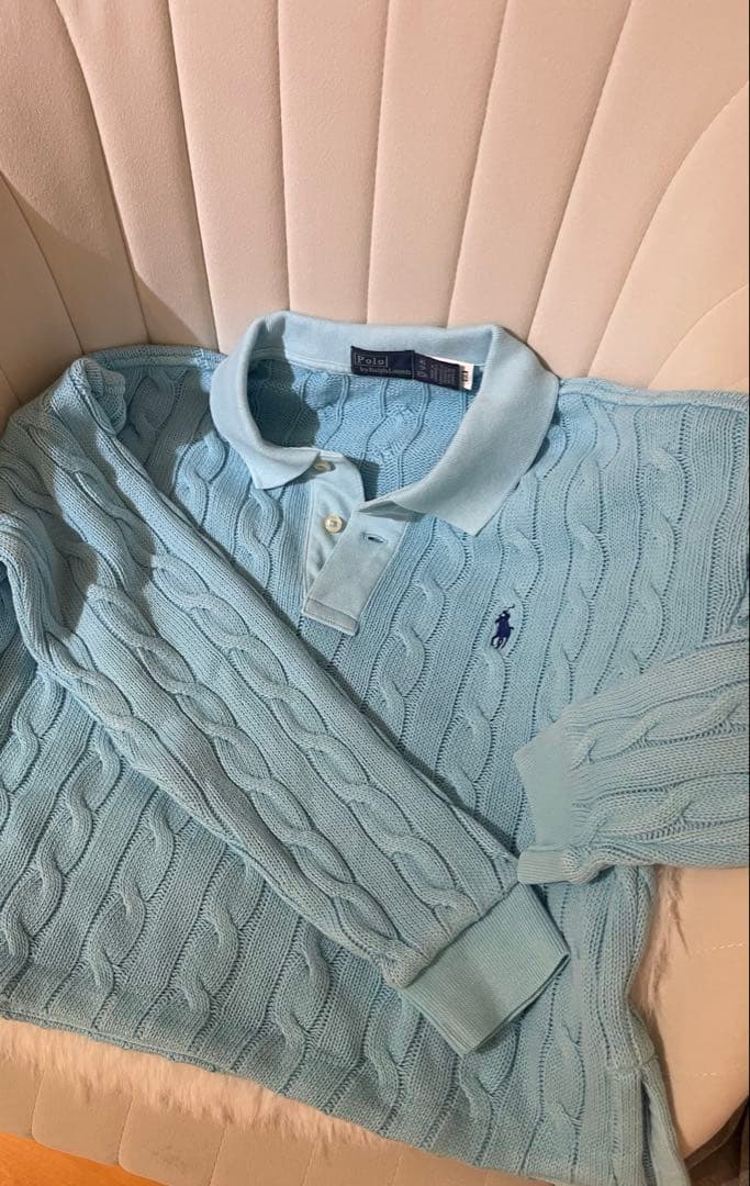 k*3様 【レア】Polo by RL ケーブルコットンロングスリーブポロシャツ