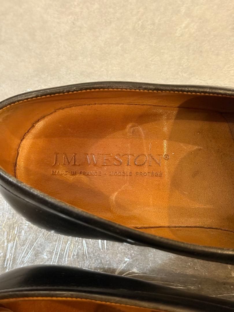 J.M. WESTON 180 ローファー ボックスカーフ 旧ロゴ 7F ワイド