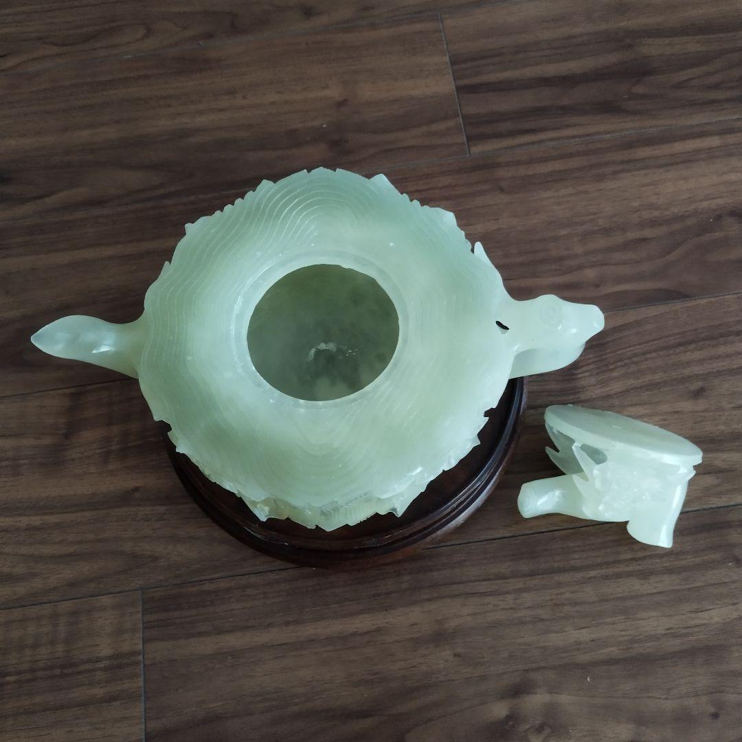 美品　希少　未使用　天然ぎょく彫刻急須