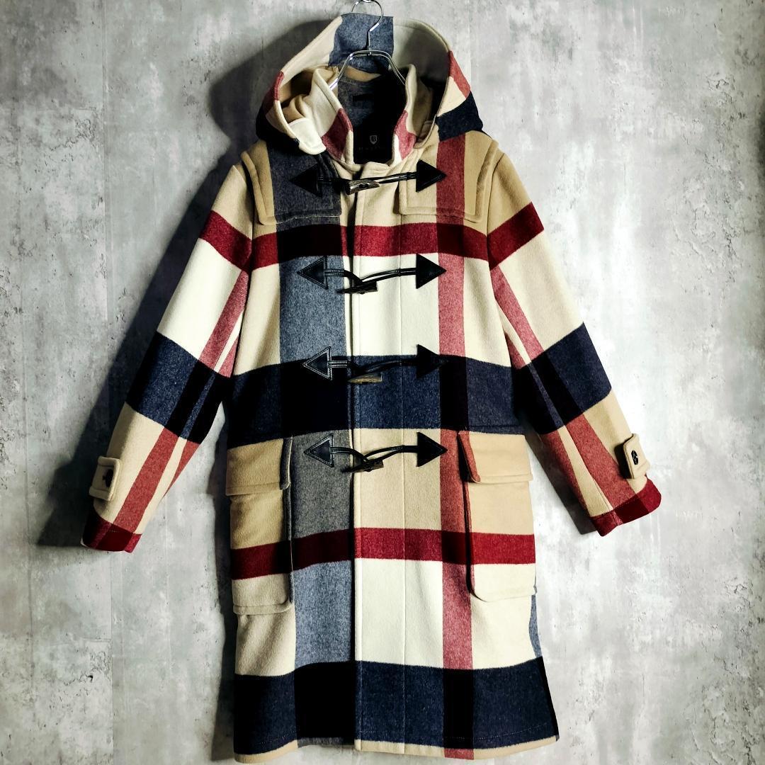 【美品】ブラックレーベルクレストブリッジ チェック 総柄 ダッフルコート M