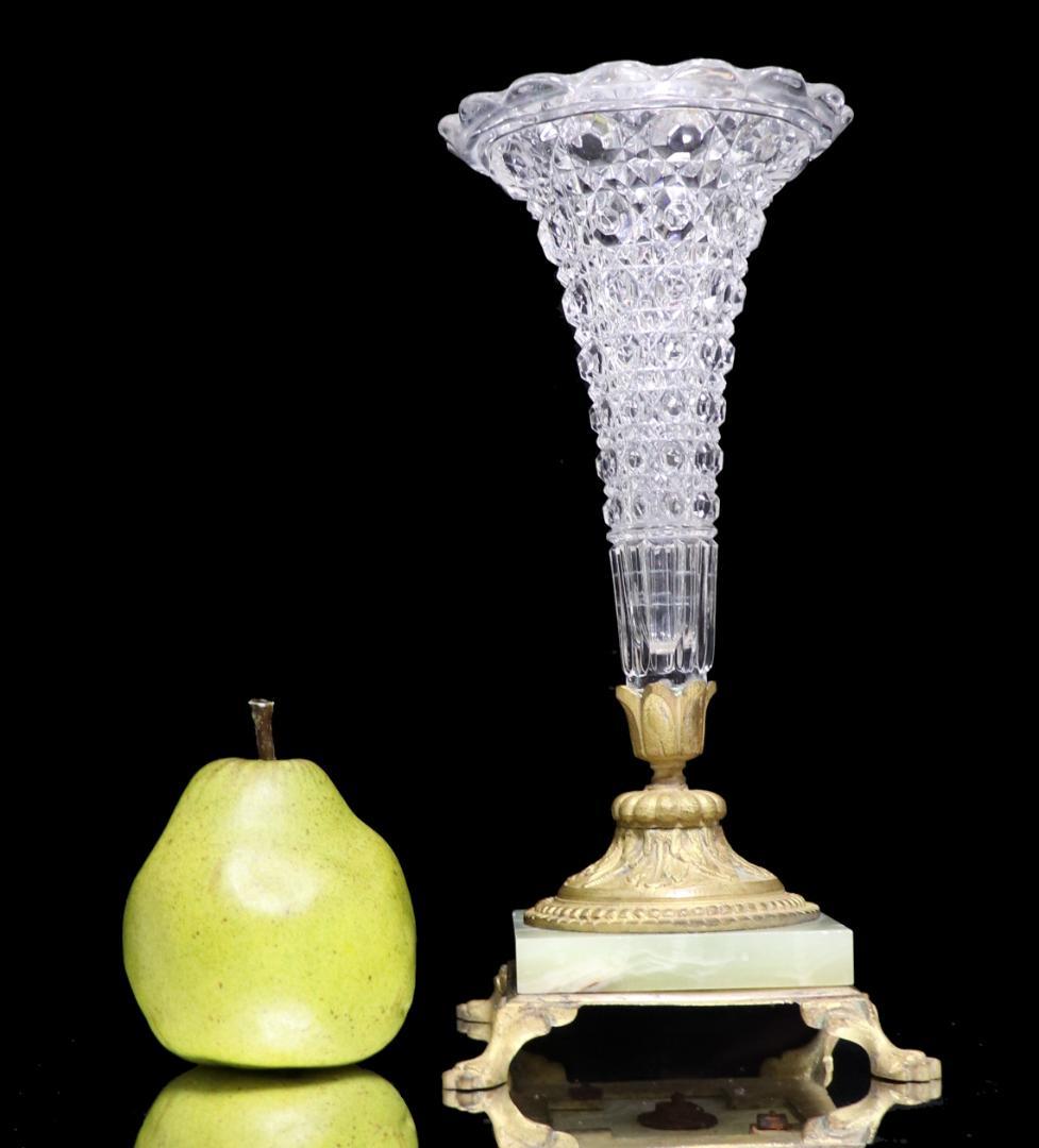 オールド・バカラ 1880年頃 美術館級 大型センターピース ブロンズ×大理石