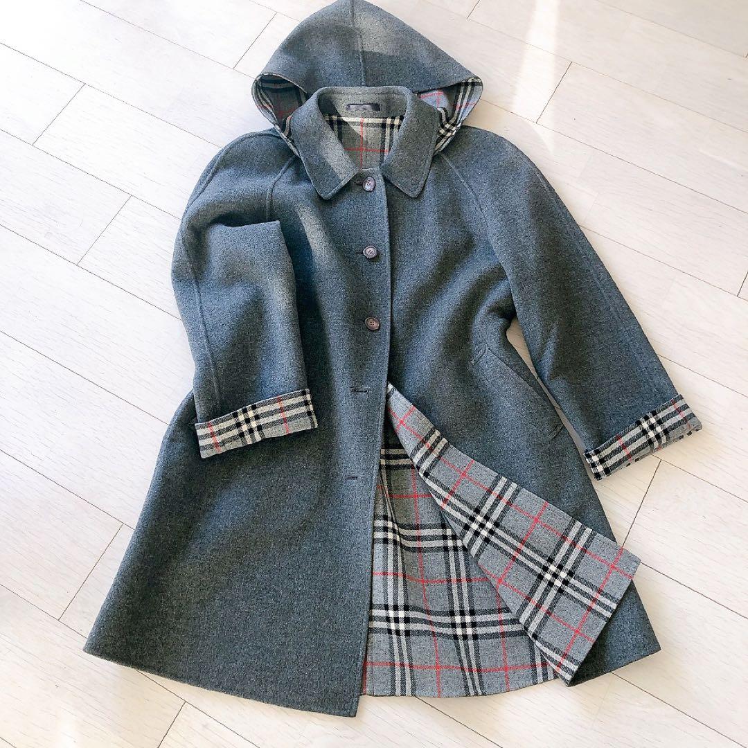 希少♦︎Burberrys ピーコート ダブルフェイス カシミア混 ウール グレー