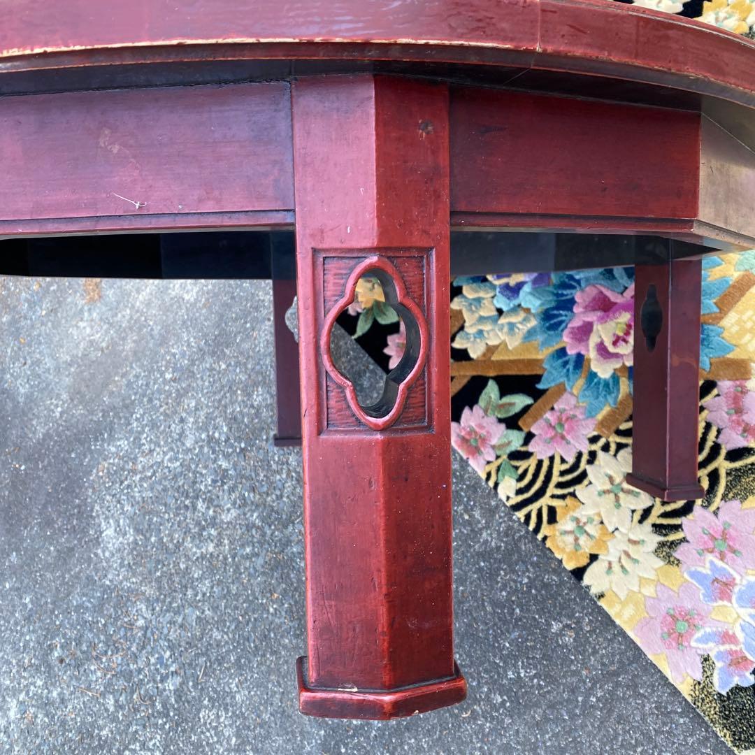 丸座卓　円卓　ちゃぶ台　75cm　朱色　中国美術