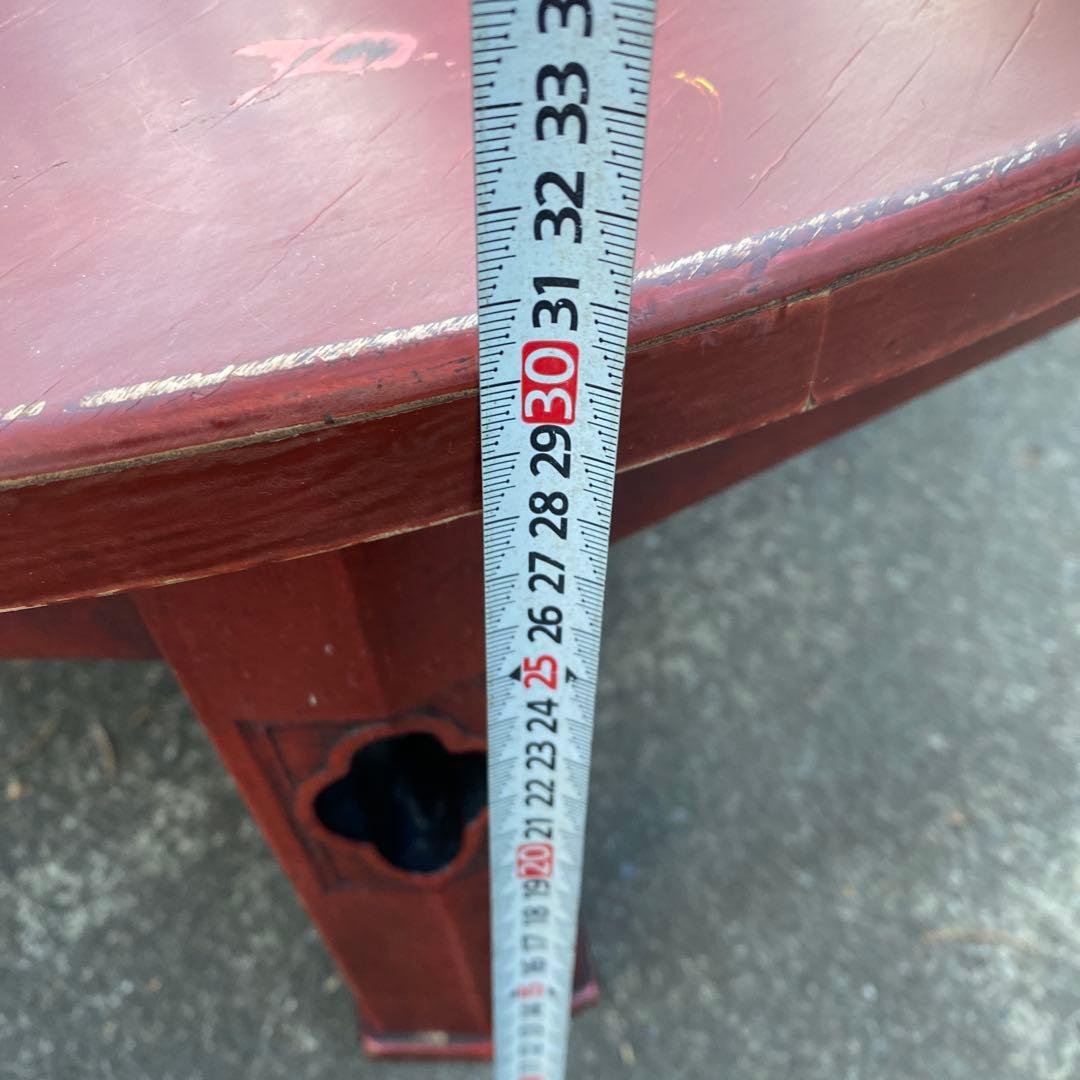 丸座卓　円卓　ちゃぶ台　75cm　朱色　中国美術