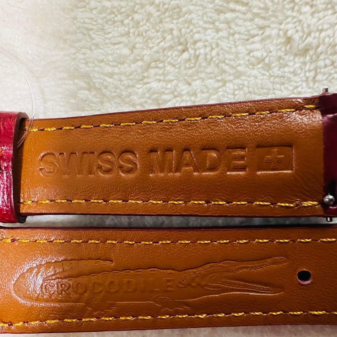 1045#18mm-16mmボルドー★本物クロコダイルレザーベルト★スイス製