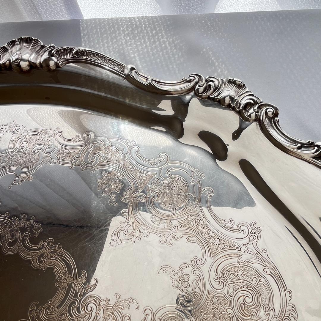 【Gorham】ギャラリートレー【シルバープレート】67cm 特大型