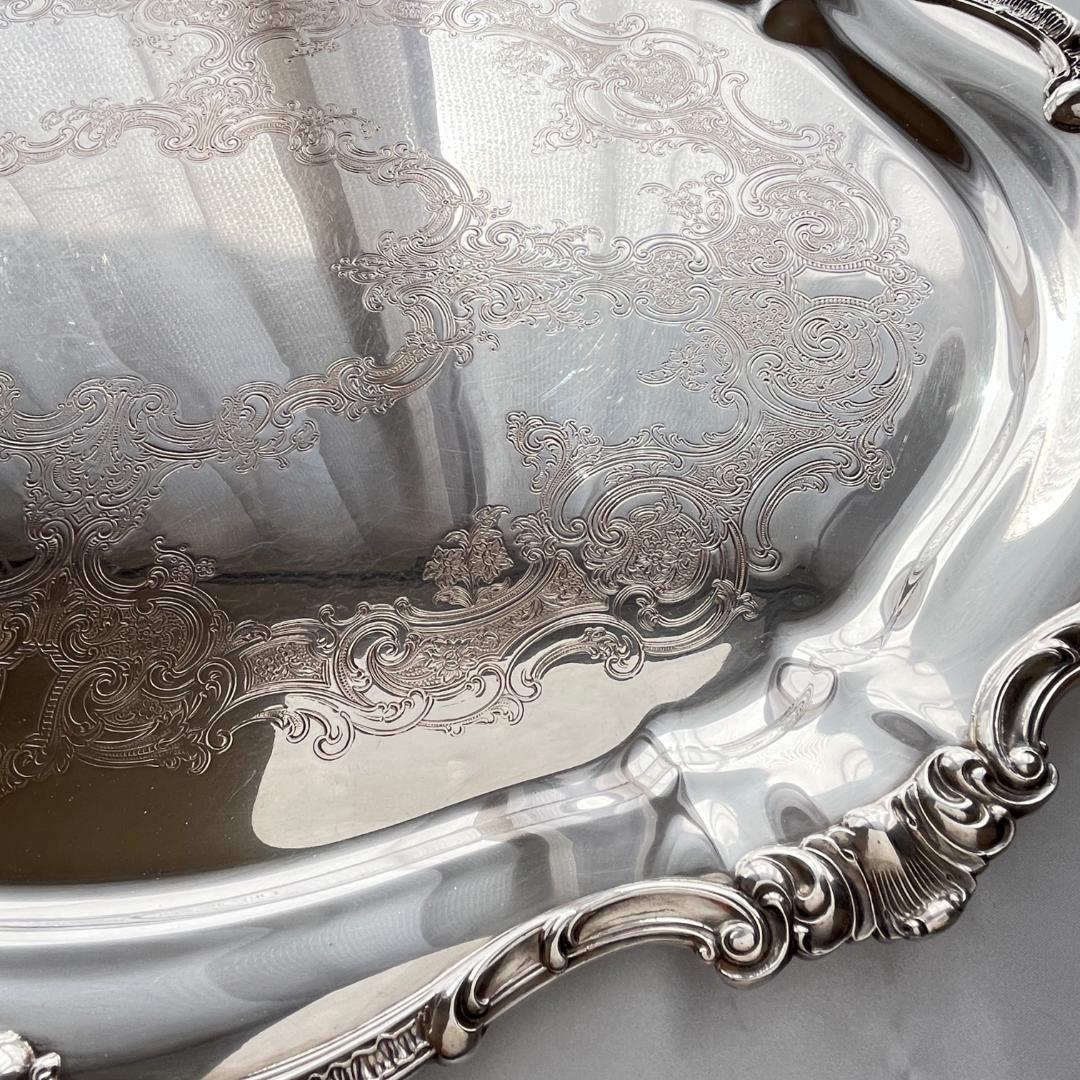 【Gorham】ギャラリートレー【シルバープレート】67cm 特大型