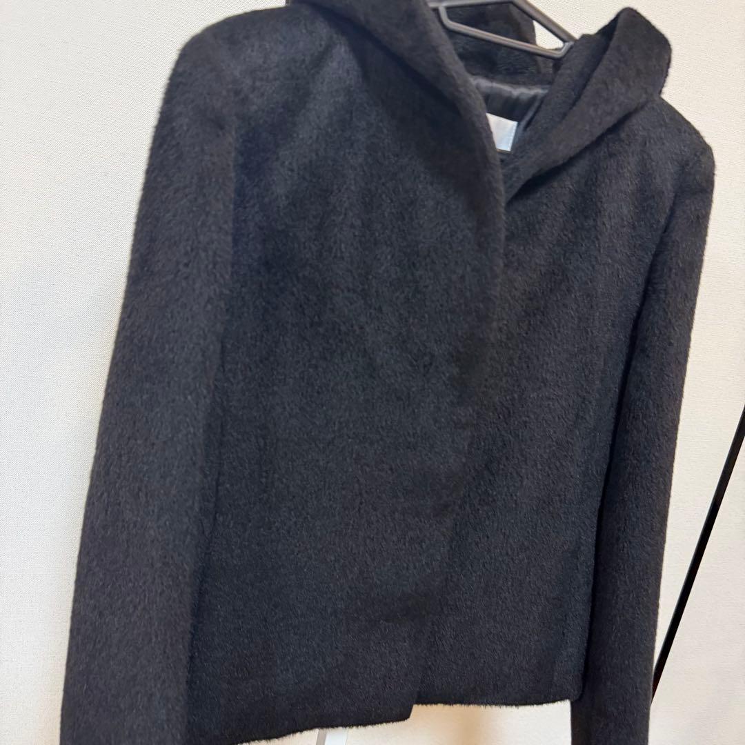 タグ付新品 エムプルミエブラック アルパカフーディコート 黒 定価40700円