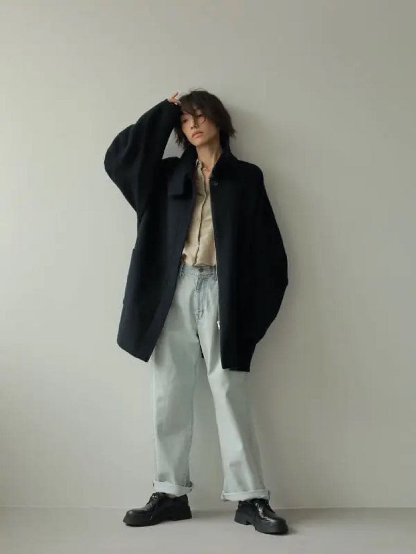 【美品】ETRE TOKYO フーディストールリバーショートコート ブラック S