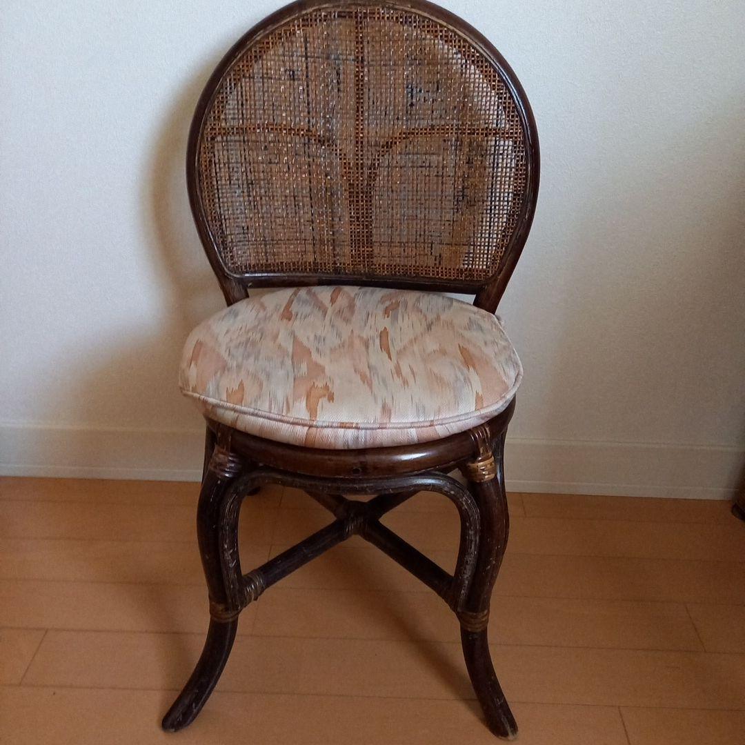 【無料配送(関西周辺)お値下】籐家具　ラタン　ドレッサー　椅子セット