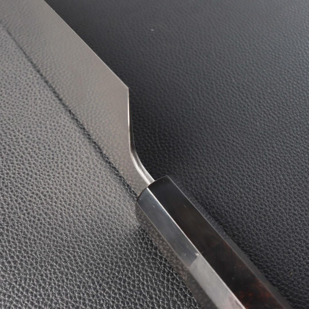 11104 切付型牛刀 8寸 刺身包丁 和牛刀 両刃包丁 黒檀黒水牛角八角柄