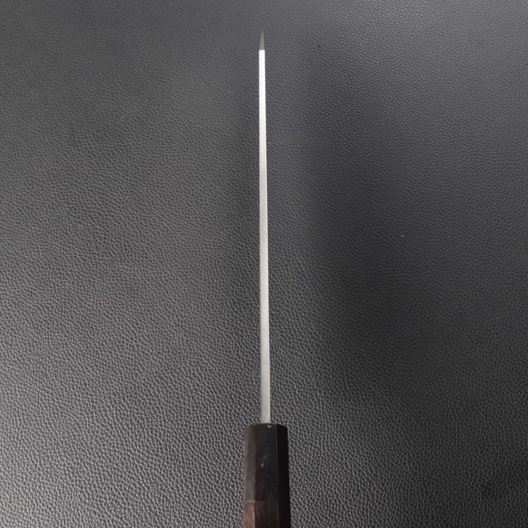 11104 切付型牛刀 8寸 刺身包丁 和牛刀 両刃包丁 黒檀黒水牛角八角柄