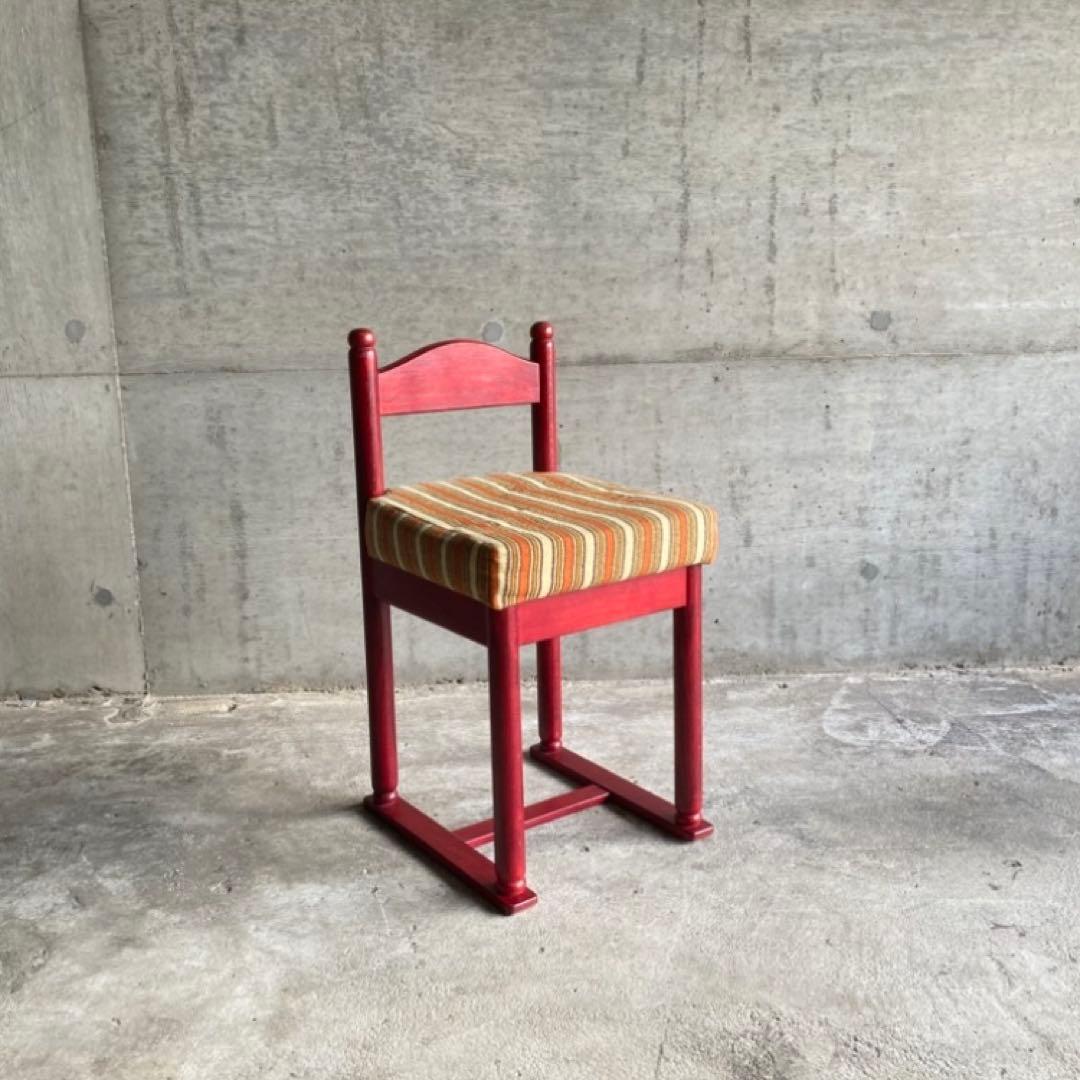 子供椅子 チェア 赤 ストライプ ボーダー 木製 家具 レトロ