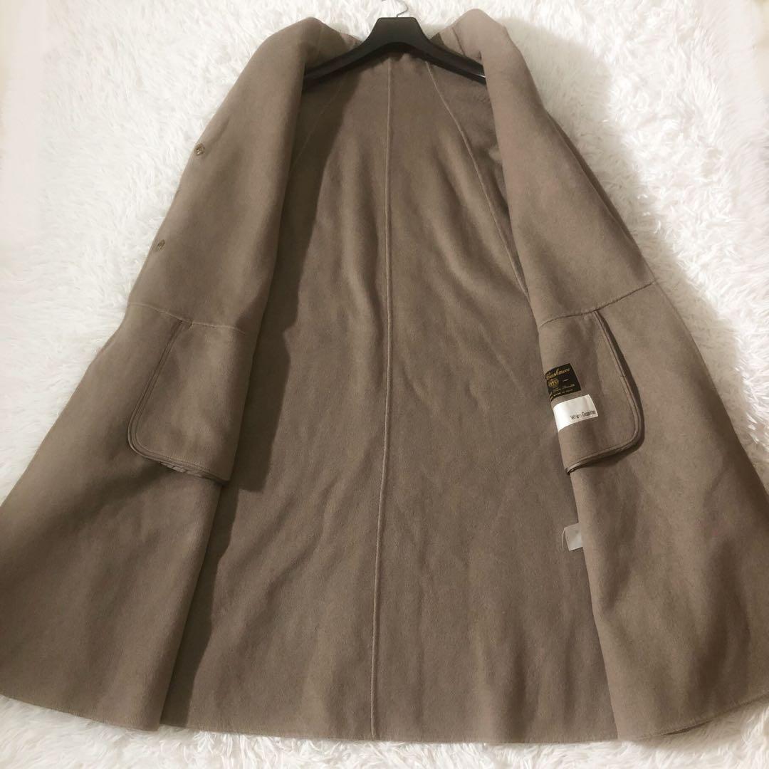 希少 ウィムガゼット カシミヤ100% リバーポンチョコート ロング グレージュ