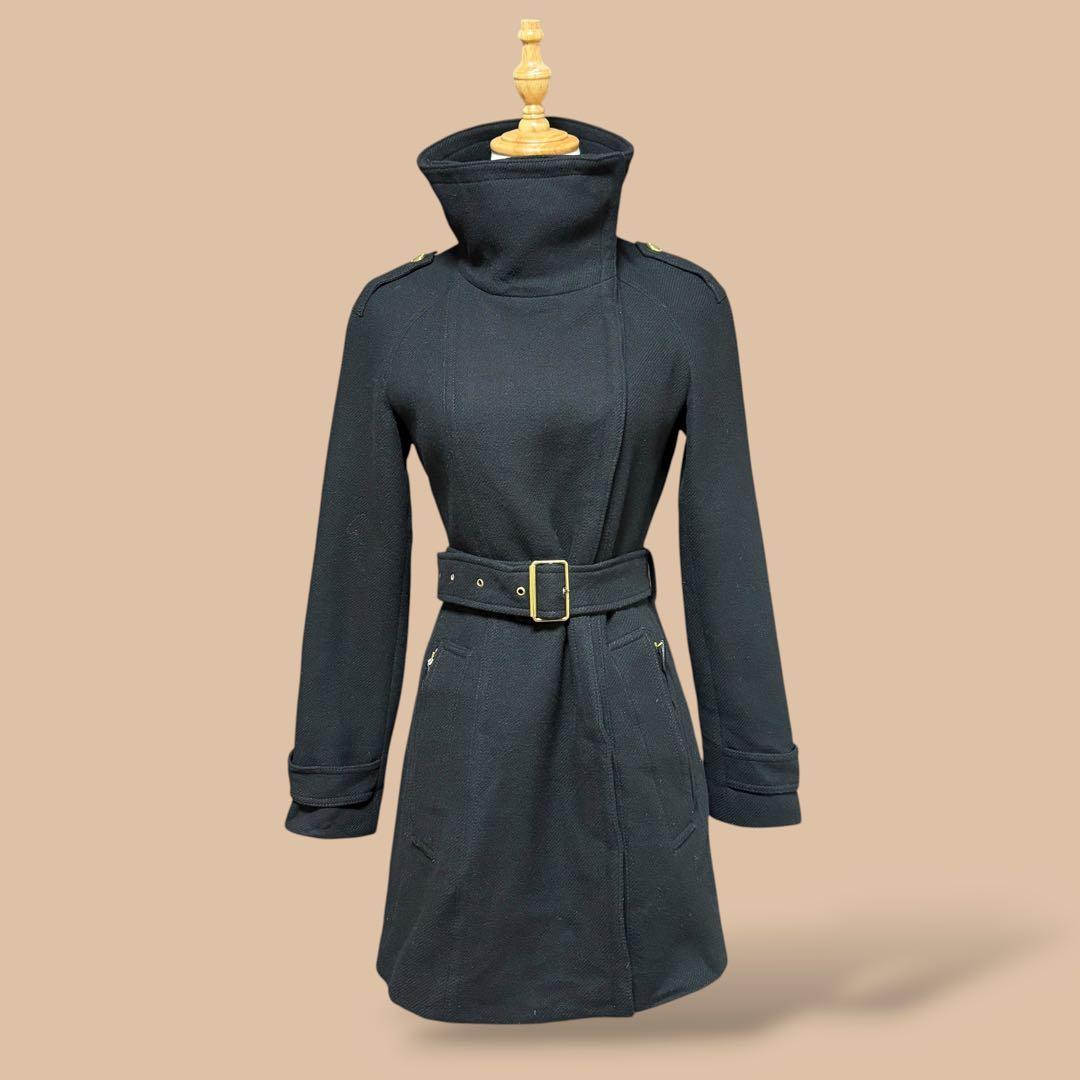 美品正規品ユーロ規格BURBERRYBRITカシミヤ混ウールコートチェック柄黒M