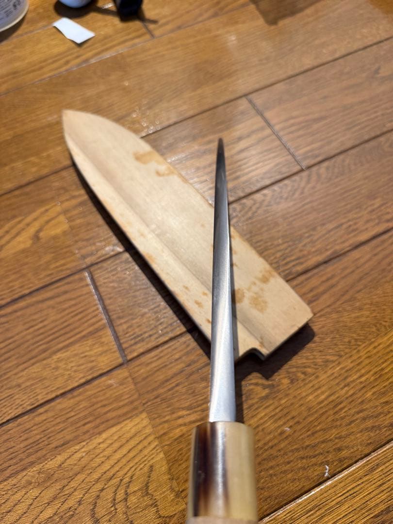 堺忠光作　出刃包丁　本焼　刃文素晴らしい　刃渡り25cm