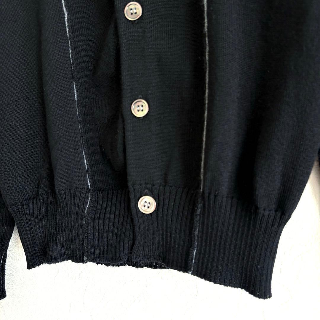 トリココムデギャルソン 丸襟 ステッチ ニットカーディガン 黒 AD2010