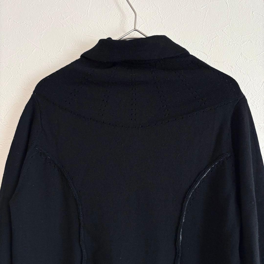 トリココムデギャルソン 丸襟 ステッチ ニットカーディガン 黒 AD2010