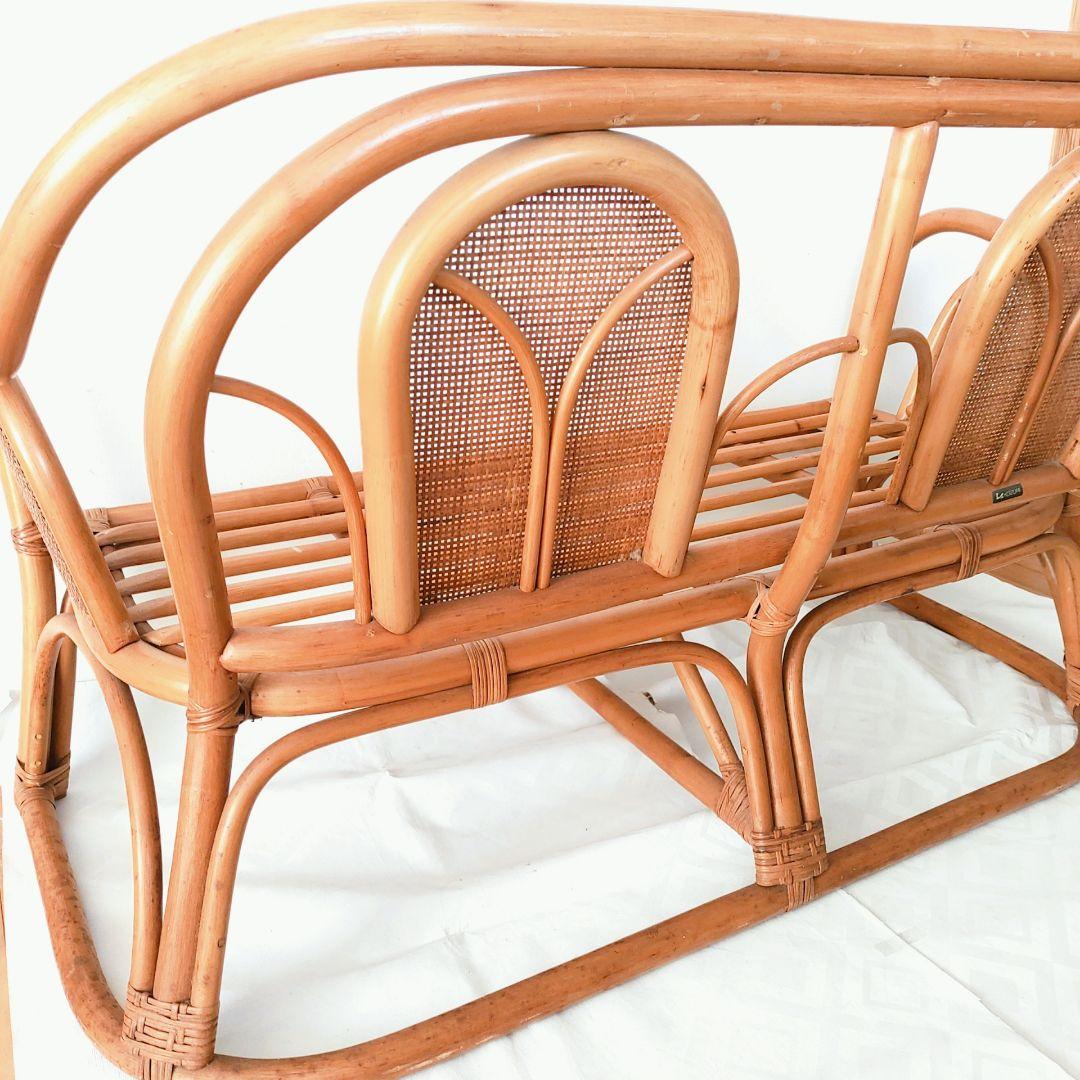 ヴィンテージ ラタン カウチソファ 2人掛け 籐家具 レトロ ビンテージ