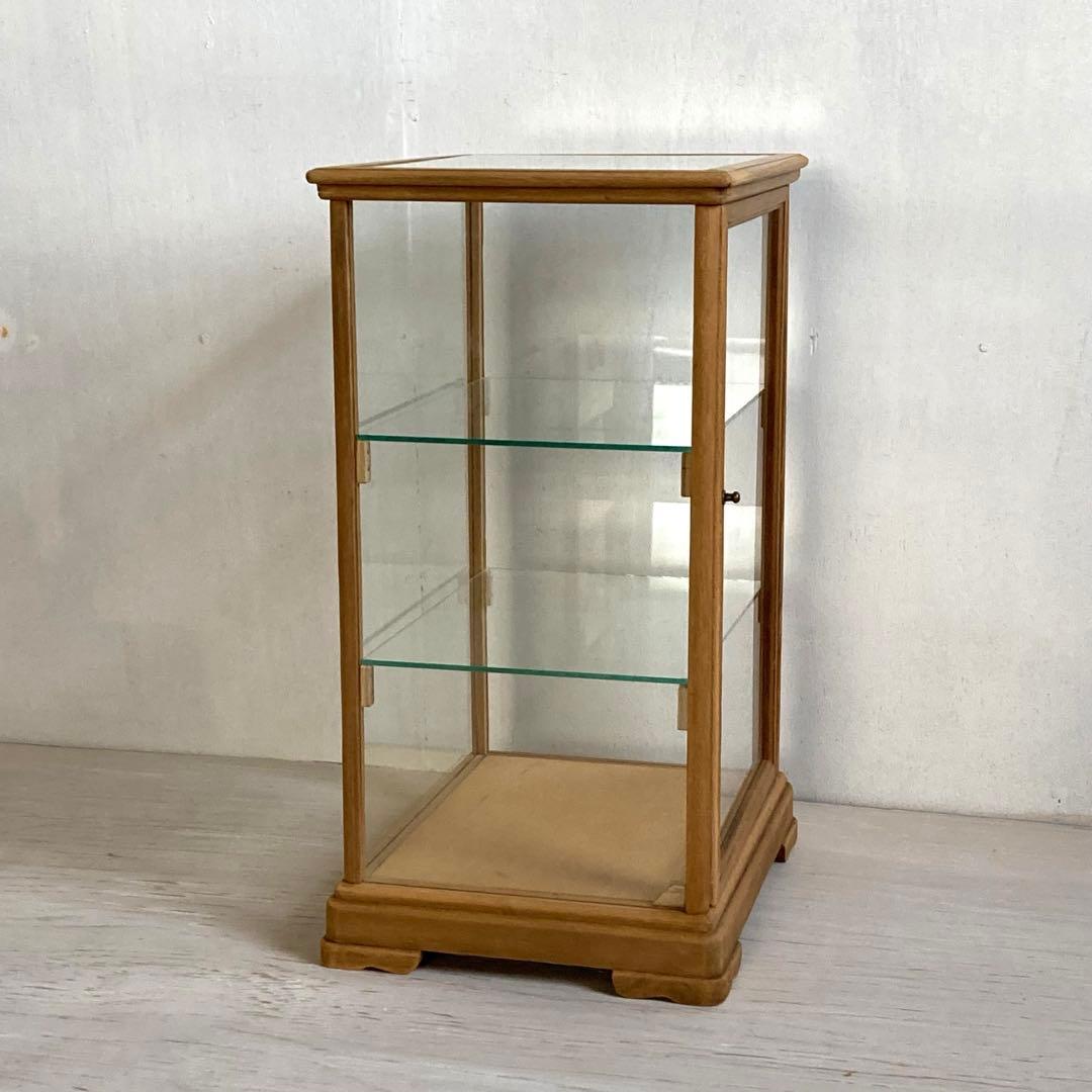 g308 古い木製 ガラスケース 3段 卓上 ショーケース 展示ケース 店舗什器
