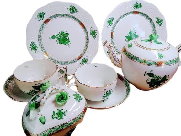 ✅【匿名配送・希少】ヘレンド アポニーグリーン ティーセット一式✅