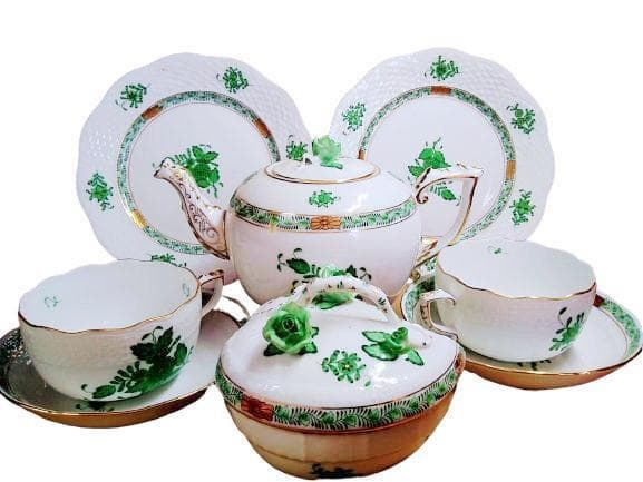 ✅【匿名配送・希少】ヘレンド アポニーグリーン ティーセット一式✅