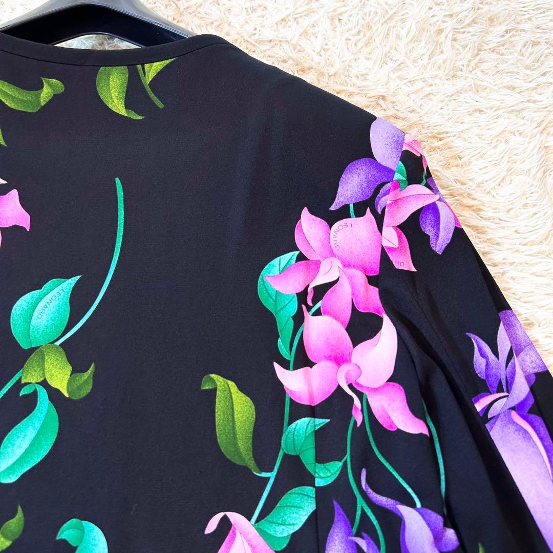 【極美品✨️LEONARD】 カンカン素材 ノーカラー ジャケット 近年品 38