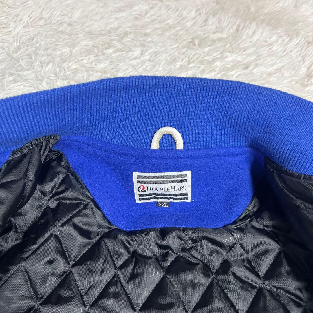 美品 大きいサイズ ダブルハード メルトン×レザー スタジャン ブルー XXL