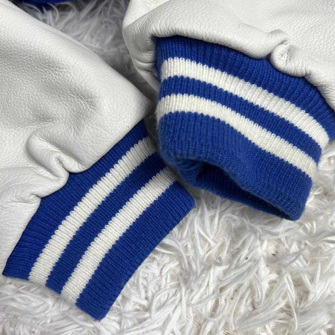 美品 大きいサイズ ダブルハード メルトン×レザー スタジャン ブルー XXL