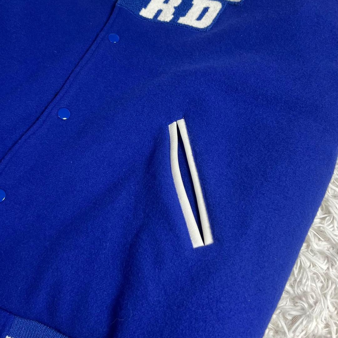 美品 大きいサイズ ダブルハード メルトン×レザー スタジャン ブルー XXL