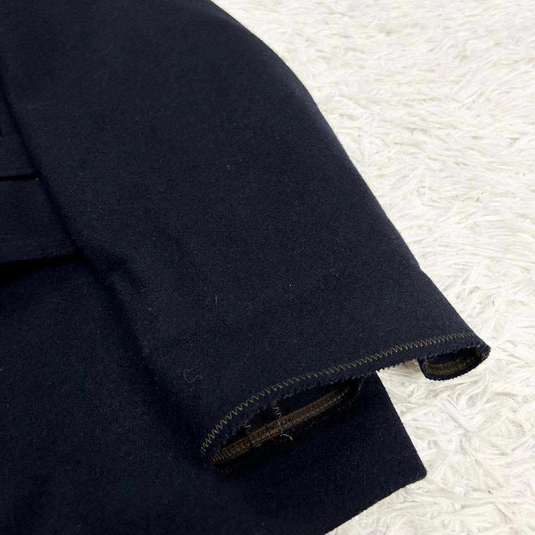 名作美品 kolor ウール カシミア メルトン 金ボタン Pコート ネイビー