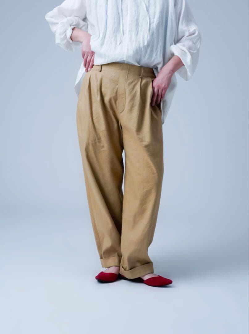 【美品】wafu リネンパンツ 感動の伸縮リネン ソロテックス ／ シャイン