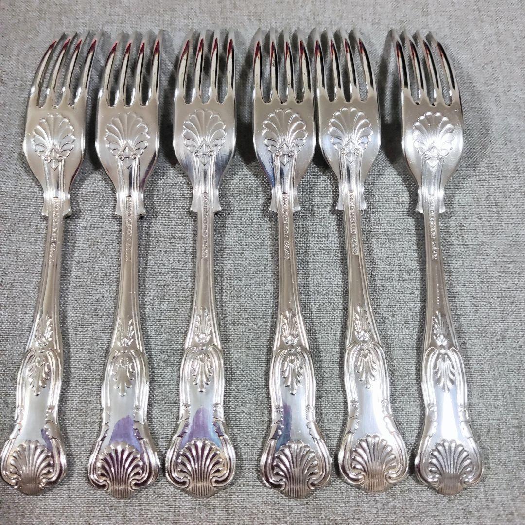 英国　キングスパターン　シルバープレートフォーク　デザートフォーク18.3cm