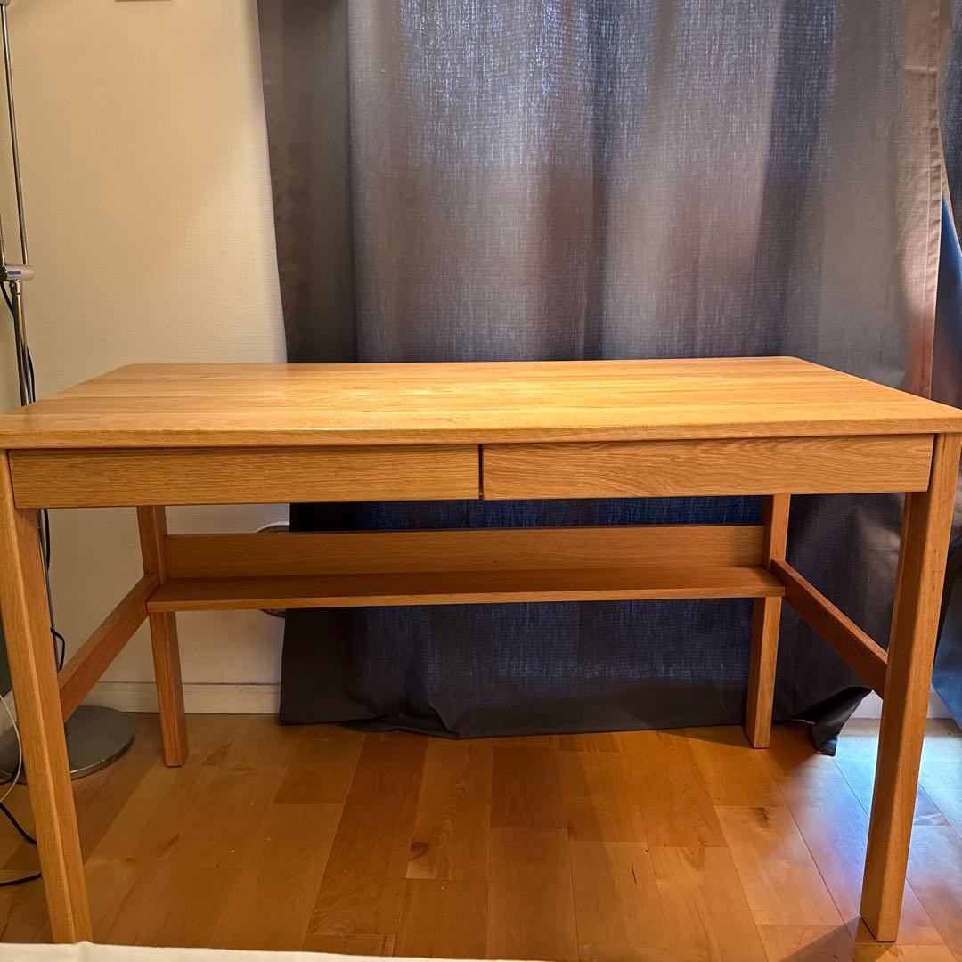 無印良品　オーク材　無垢材デスク(引出・足元棚付) 説明書付き