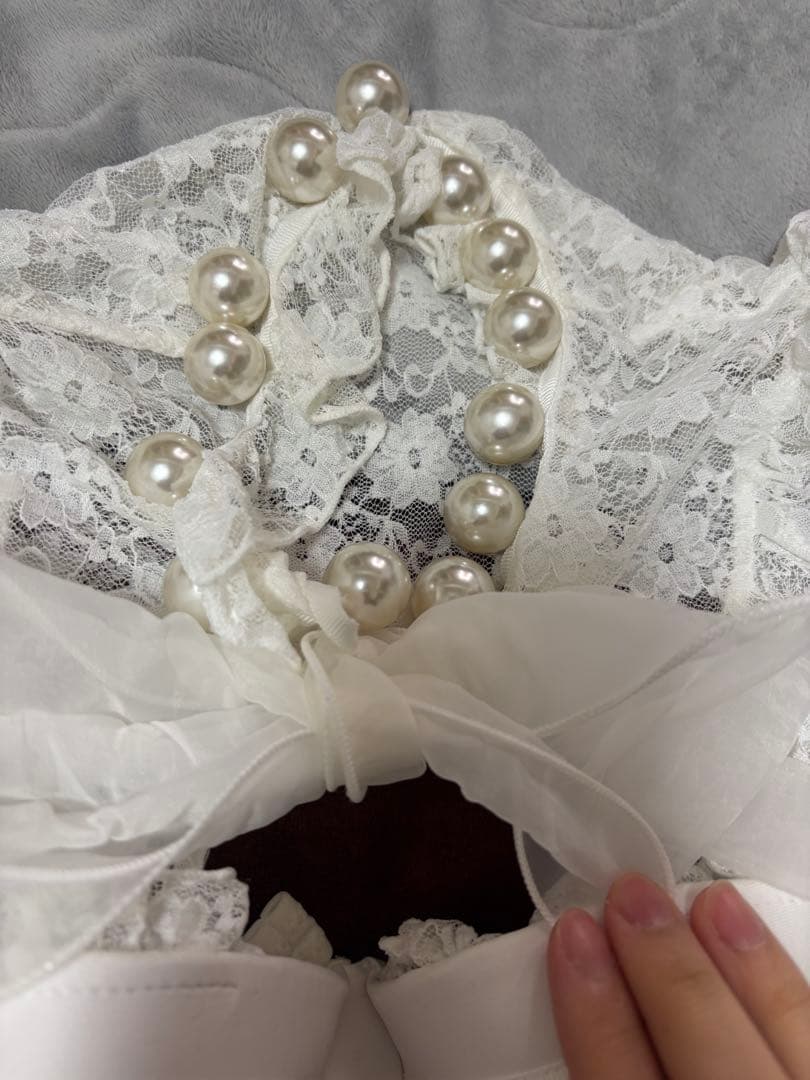 Swankiss ホワイトレース パール付き 水着