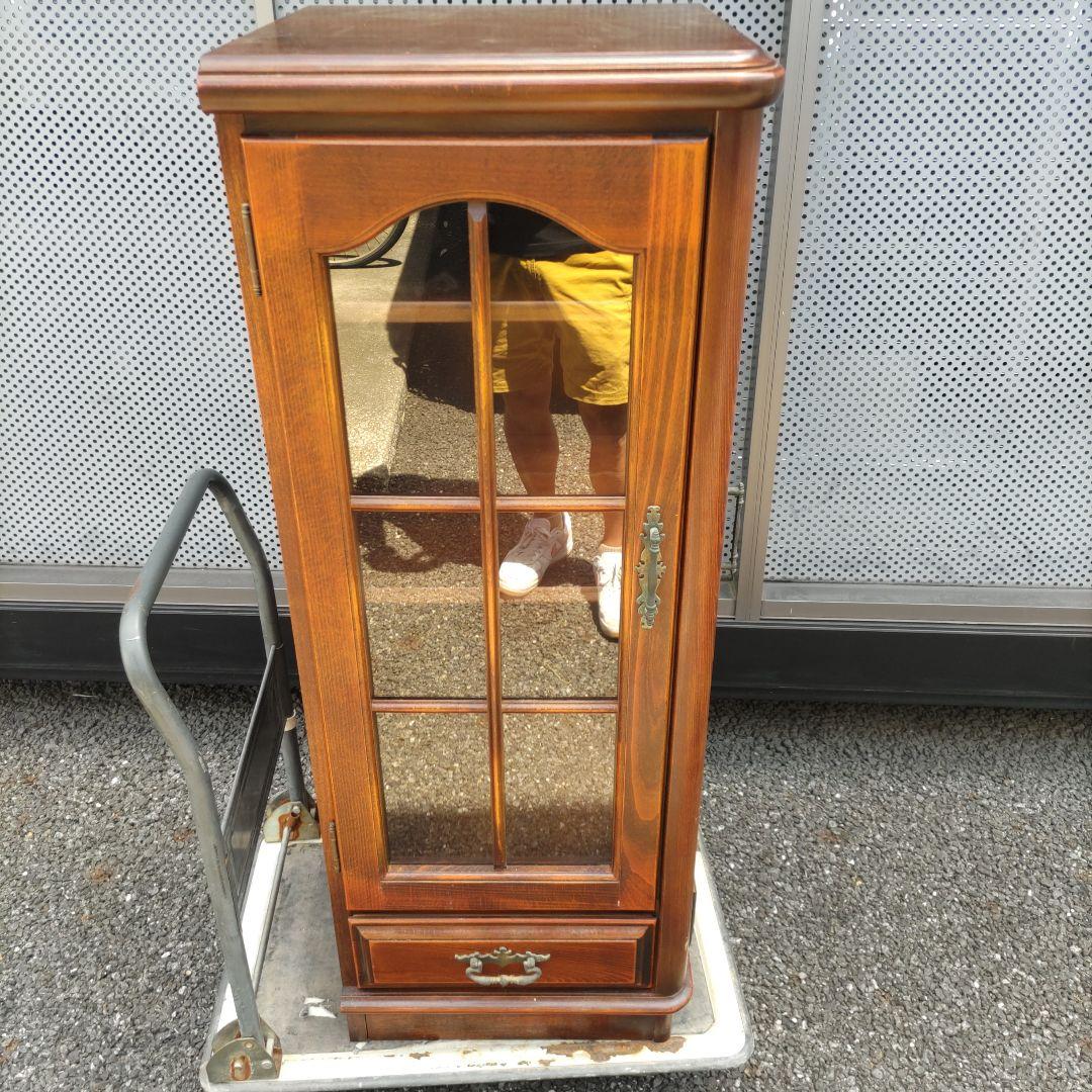 【状態良】オールドカリモク　キュリオケース　食器棚　2面採光