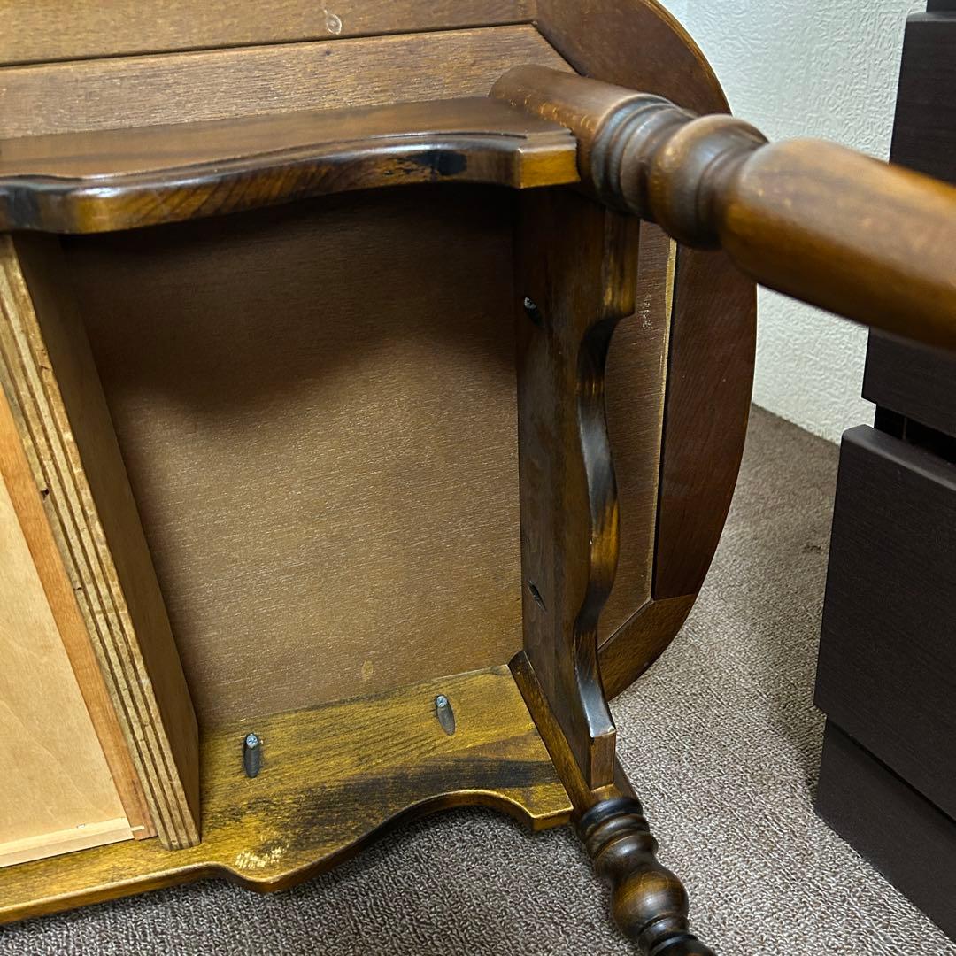 カリモク　木製 ブラウン 文机 引き出し付き　アンティーク