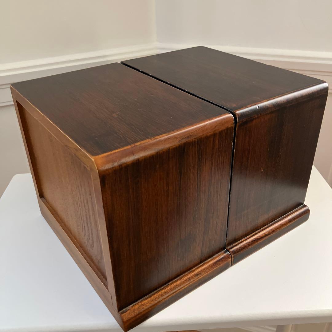 ダークブラウン木製折りたたみ式小物収納引き出し4個